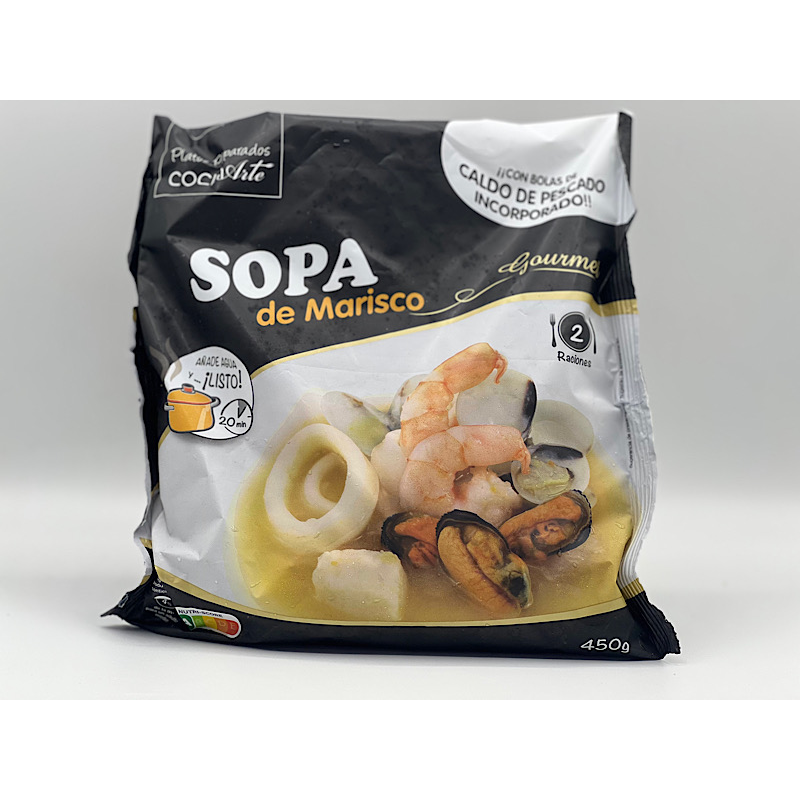 SOPA MARISCO CON  CALDO 450 GRS